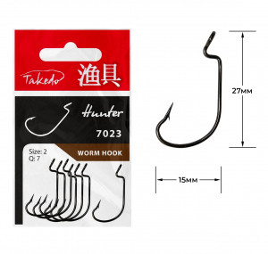 Крючок оффсетный Hunter Worm WG7023 №2 (7шт) Takedo