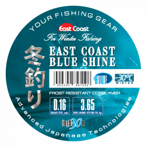 Леска монофильная зимняя EAST COAST Blue Shine (голубая, 0,16 мм, 3,65 кг, 30 м)