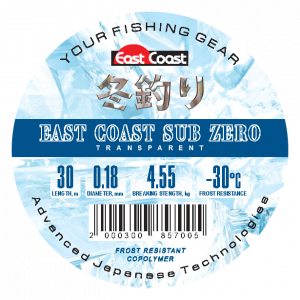 Леска монофильная зимняя EAST COAST Sub Zero (прозрачная, 0,18 мм, 4,55 кг, 30 м, 10 шт)