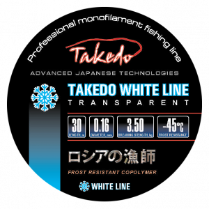 Леска монофильная зимняя TAKEDO White Line (прозрачная, 0,16 мм, 3,50 кг, 30 м, 10 шт)