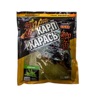 Прикормка BRICK Velvet (Карп+Карась) конопля, Takedo 0,8кг (10 шт)