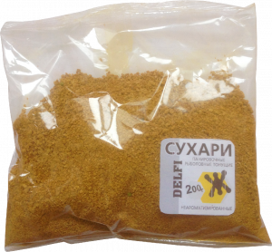 Сухарь DELFI панировочный, для зимней рыбалки, быстротонущий, пылящий желтый, мотыль, 500 граммов