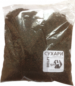 Сухарь DELFI панировочный, для зимней рыбалки, быстротонущий, пылящий черный, подсолнух, 500 граммов