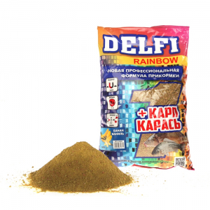 Прикормка DELFI Rainbow (карп + карась; банан, ваниль, зелен., 800 г)